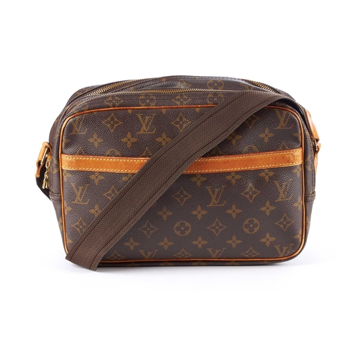 217 - Louis Vuitton, a monogram Reporter PM handbag, featuring natural tan leather trim, with an adjustabl... 