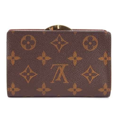 226 - Louis Vuitton, a monogram French Kiss Lock wallet, featuring a coin compartment to one side with gol... 
