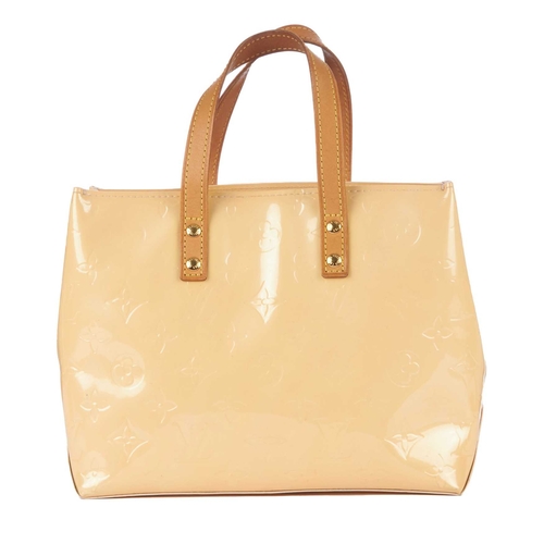 231 - Louis Vuitton, a monogram vernis Reade PM handbag, featuring a cream monogram embossed patent leathe... 