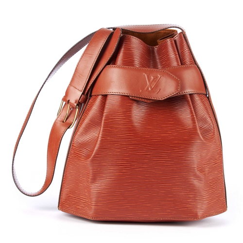 233 - Louis Vuitton, a tan epi Sac D'Epaule PM handbag, crafted from tan textured epi leather with smooth ... 
