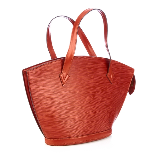 237 - Louis Vuitton, a tan epi St Jacques PM handbag, designed with a structured fan shape in maker's tan ... 