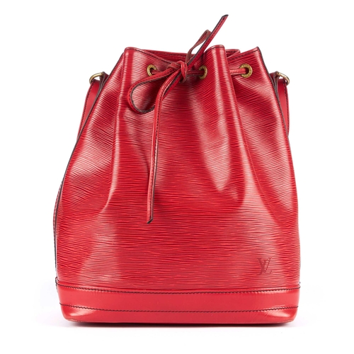 240 - Louis Vuitton, a red epi Noe GM bucket handbag, crafted from red textured epi leather with smooth le... 
