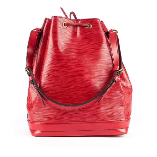240 - Louis Vuitton, a red epi Noe GM bucket handbag, crafted from red textured epi leather with smooth le... 