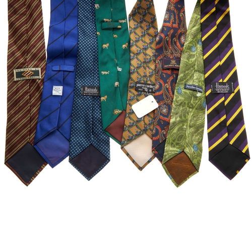 Eight silk ties, in a variety of colours and patterns, to include a ...