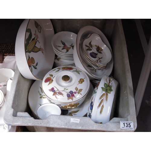 135 - A Collection of Royal Worcester Evesham pattern dinner ware including covered tureens, plates, bakin... 