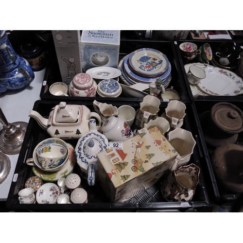 92 - A collection of Mason's china and series ware to include Royal Doulton Snowman, Caverswall Rupert th... 