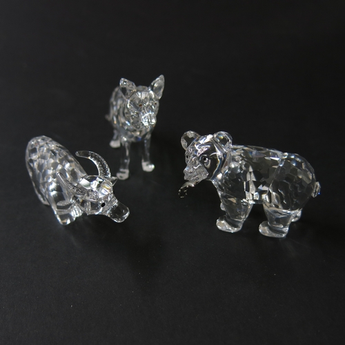 155 - Swarovski crystal ornaments including wolf, bear and water buffalo  (3)