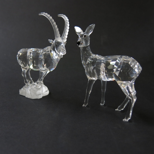 156 - Swarovski crystal ornaments including deer and mountain goat  (2)