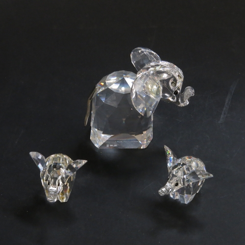 169 - Swarovski crystal ornaments including elephant and two calves  (3)