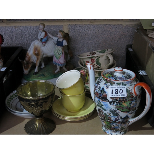 180 - A collection of ceramics including a pair of Emma Bridgewater sponge decorated breakfast cups and sa... 