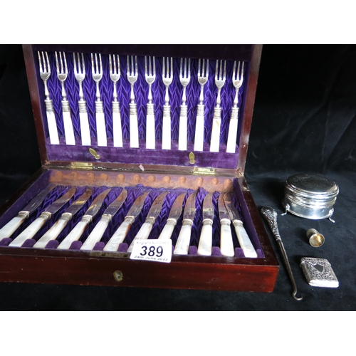 A George V Silver Jewellery Box Together With Vesta Silver Plate And