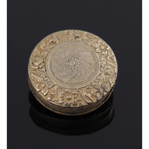 126 - A George III silver gilt vinaigrette, John Thropp, Birmingham 1819, circular form, chased floral wre... 