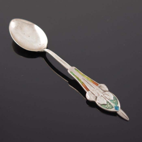 143 - Archibald Knox for Liberty and Co., a Cymric Arts and Crafts silver and enamelled Sarepta teaspoon, ... 