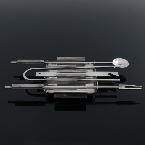 167 - Gio Ponti (attributed), an Italian Modernist silver plated bar tool set, PM Italy, circa 1950s, incl... 