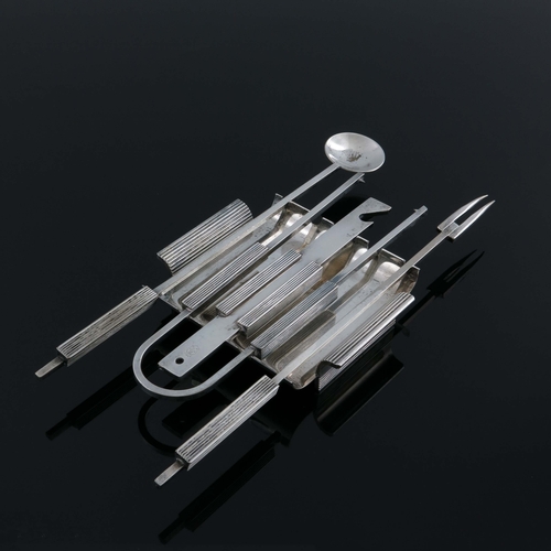 167 - Gio Ponti (attributed), an Italian Modernist silver plated bar tool set, PM Italy, circa 1950s, incl... 