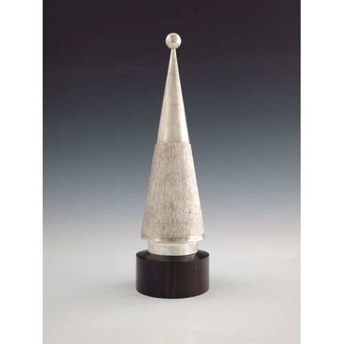 172 - Gerald Benney, a Modernist silver and hardwood Wimbledon tennis centenary trophy, London 1977, the c... 