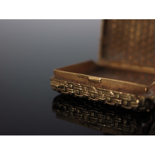 185 - Carl Bucherer, an 18 carat gold woven box, circa 1970s, rectangular basket weave design, hinged lid,... 