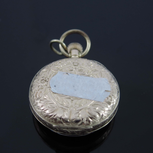 196 - Waltham, a 10 carat gold pocket watch, signed American Waltham Watch Co., white enamelled dial, chas... 