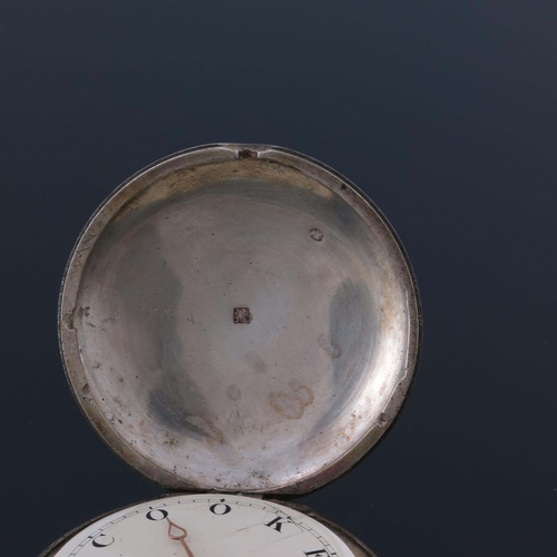 198 - A George III silver cased hunter pocket watch, William Clark of Long Buckby, 1804, the white enamel ... 