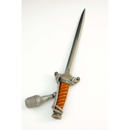 201 - World War Two German Army (Wehrmacht) Officer's dress dagger, housed in hammered scabbard with two h... 