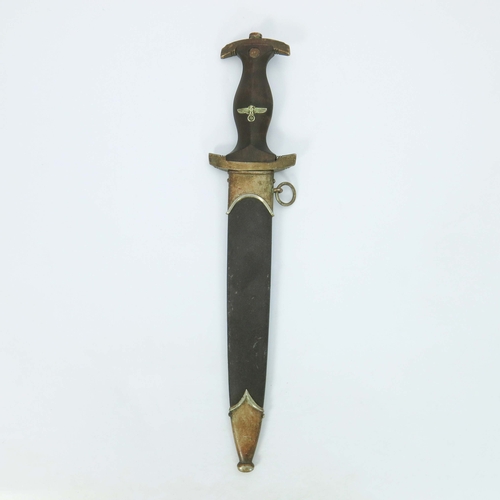 202 - Third Reich German SA dagger, housed in painted scabbard with nickel silver mounts, hilt and wood gr... 