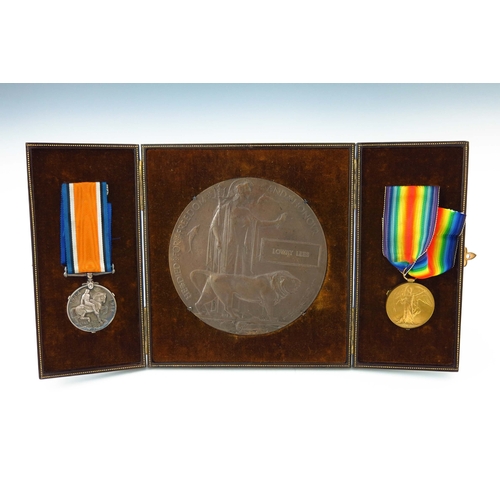 205 - First World War casualty group, awarded to Sergeant Lowry Lees, British War Medal and Victory Medal ... 