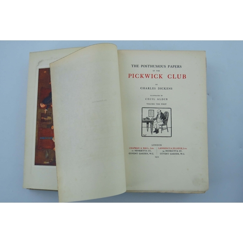 214 - Cecil Aldin, illustrator, The Posthumous Papers of the Pickwick Club by Charles Dickens, vols I and ... 