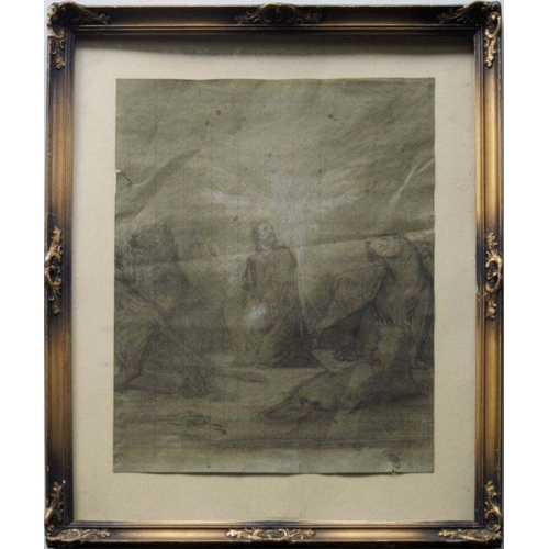 240 - French School, mid 19th Century, preparatory study for Daniel in the lion's den, pencil on grid pape... 