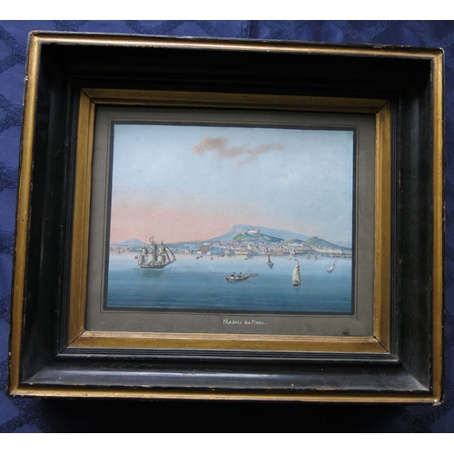 243 - Neapolitan School, 19th Century, Napoli Da Mare, (The Bay of Naples), gouache, 25 by 32cm, framed