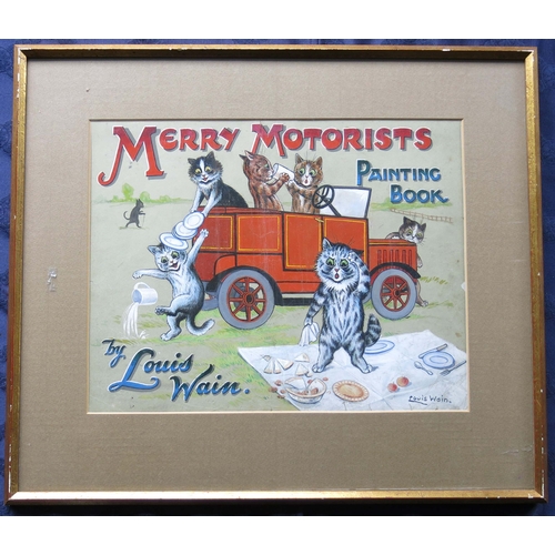 270 - Louis William Wain (British, 1860-1939), Merry Motorists Painting Book, cover illustration for the 1... 