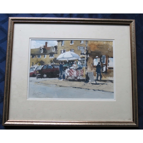 271 - John Yardley R.I. (British, 1933), The Ice-cream Seller, Chipping Campden, signed l.l., titled verso... 