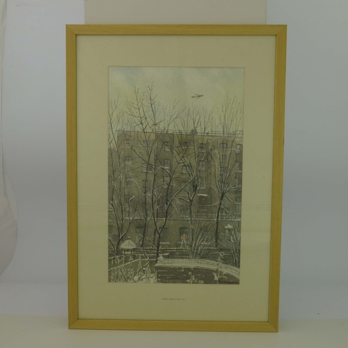 278 - Karl Hagedorn (German, 1889-1969), a winter city landscape, signed l.r., pen and watercolour, 43 by ... 