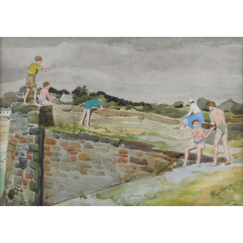 280 - Katherine Mackenzie (British, 20th Century), At Saundersfoot, signed l.r., titled verso, watercolour... 