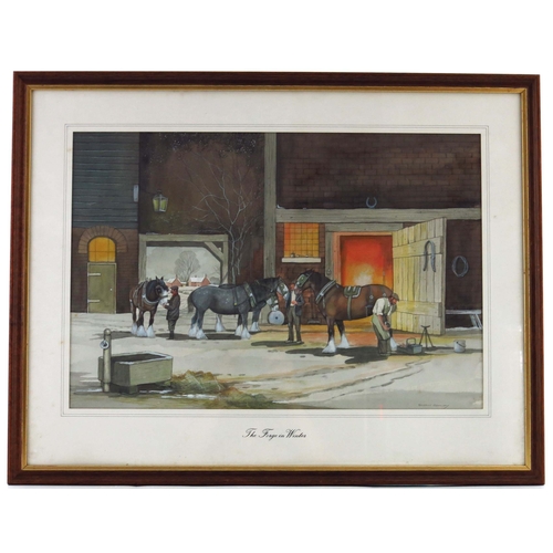 282 - Bryan Conway (British, 20th/21st Century), The Forge in Winter, signed l.r., watercolour, 37 by 54cm... 