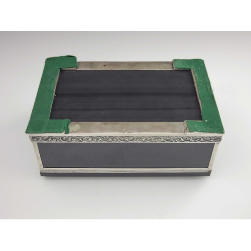 30 - A large Soviet Russian silver, green hardstone and onyx casket, St Petersburg circa 1955, cuboid for... 