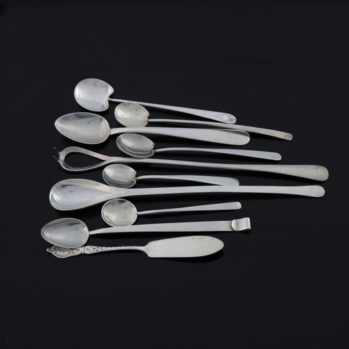 57 - Victorian and later silver flatware, various dates and makers, including scoop spoon, various preser... 