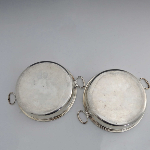 66 - A pair of George III silver chafing dishes and covers, Richard Cook, London 1805, each of circular d... 