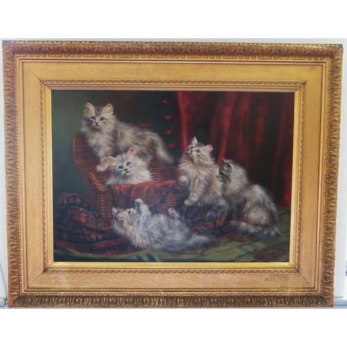 309 - Agnes Augusta Talboys R.W.A. (British, 1863-1940/1), Kittens Playing, signed l.r., and verso, oil on... 