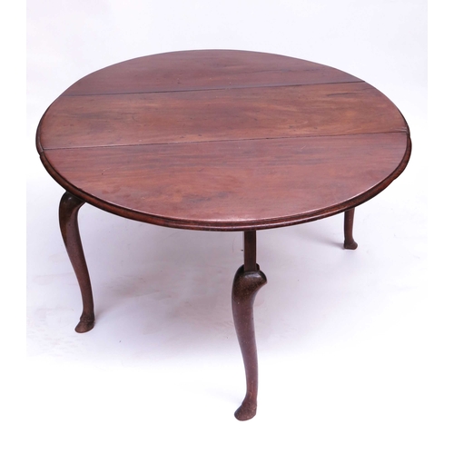 358 - A George II red walnut drop leaf table, circa 1745, possibly Irish, the demi lune flaps supported on... 