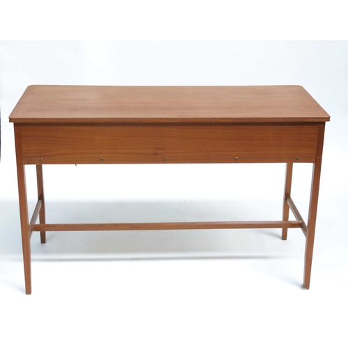 360 - A Mid 20th century Modernist teak console side table, circa 1950s, three mullioned drawers with bras... 