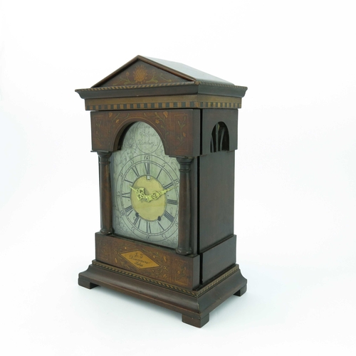 363 - Alexander Bohme, Hamburg, a 19th Century mahogany bracket clock, of architectural form with pediment... 