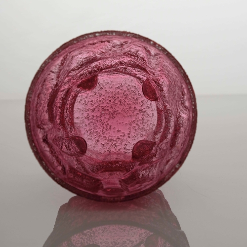 397 - Koloman Moser for Loetz (attributed), a Secessionist ruby crackle glass vase, circa 1900, high relie... 