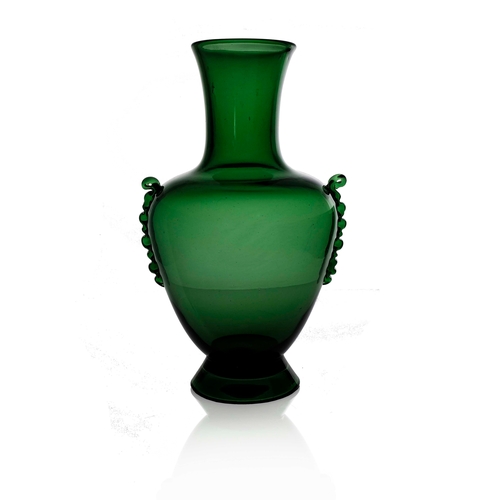 400 - Napoleone Martinuzzi (attributed), a large Italian Murano glass vase, circa 1930s, green, shouldered... 