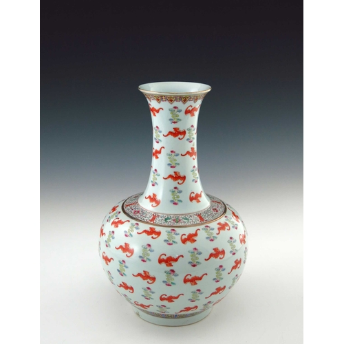 422 - A late 19th/early 20th Century Chinese baluster vase, extended neck, ovoid body, the whole decorated... 