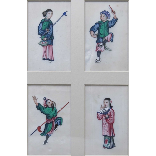 452 - A series of eleven 19th Century Chinese rice paper paintings, depicting figures in traditional costu... 