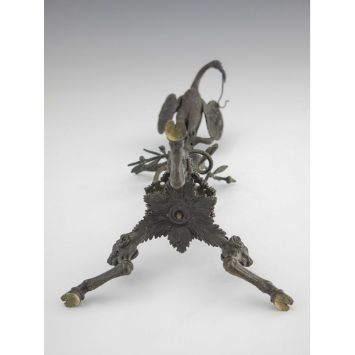 484 - Luci Chialli, a Neo-Pompeian bronze Grand Tour oil lamp or smoking companion, Italy circa 1850s, mod... 