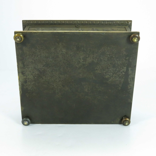 485 - Asprey and Son, a revivalist bronzed copper and gilt cigar casket, circa 1870, cuboid form, cast wit... 