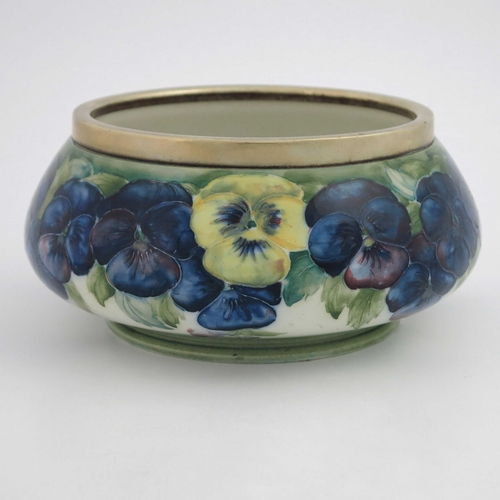 627 - William Moorcroft for James MacIntyre, a Pansy on White salad bowl, 1912, squat footed baluster form... 