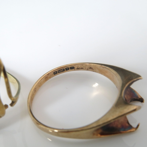 182 - Two gold rings, one 14 carat, one 9 carat, including Modernist bicolour ring and another, sizes Q1/2... 