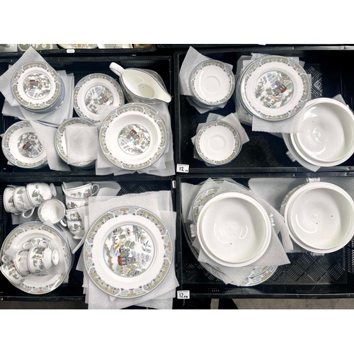 12 - A Wedgwood Chinese Legend part dinner service, including three tureens, two platters, sauceboat and ... 